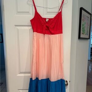 J. Crew Scarlet/Pink/Blue color block sundress